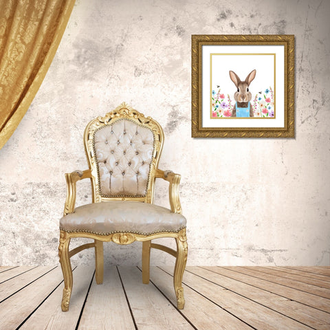 Easter Bunny Gold Ornate Wood Framed Art Print with Double Matting by Tyndall, Elizabeth