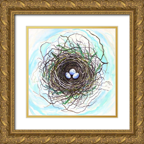 Bird Nest II Gold Ornate Wood Framed Art Print with Double Matting by Tyndall, Elizabeth