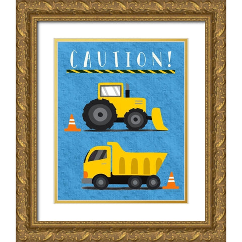 Caution Gold Ornate Wood Framed Art Print with Double Matting by Tyndall, Elizabeth