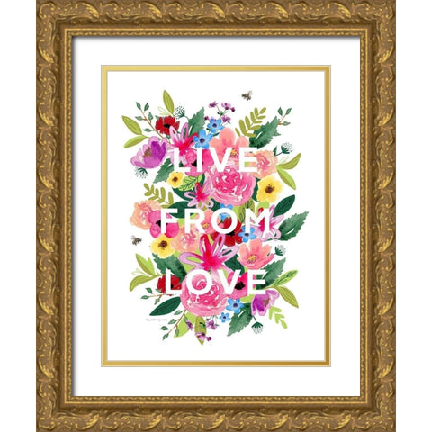 Live from Love Gold Ornate Wood Framed Art Print with Double Matting by Tyndall, Elizabeth