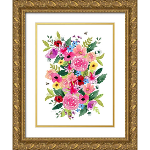 Bright Florals Gold Ornate Wood Framed Art Print with Double Matting by Tyndall, Elizabeth