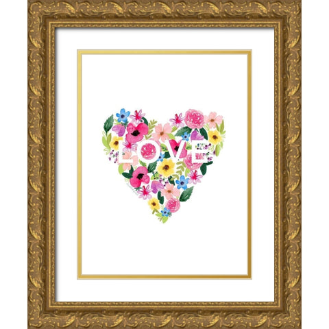 Flower Heart Gold Ornate Wood Framed Art Print with Double Matting by Tyndall, Elizabeth