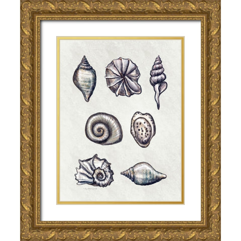 Shells I Gold Ornate Wood Framed Art Print with Double Matting by Tyndall, Elizabeth