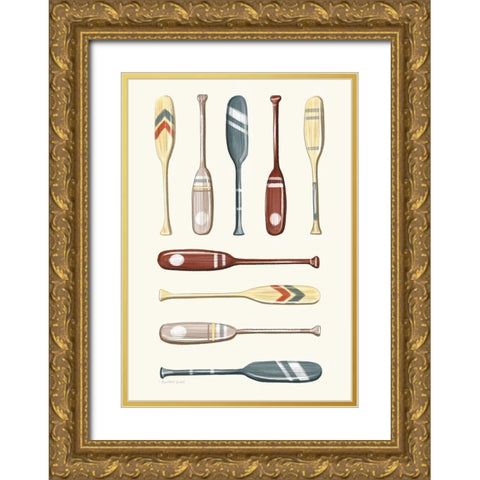 Oar Collection I Gold Ornate Wood Framed Art Print with Double Matting by Tyndall, Elizabeth