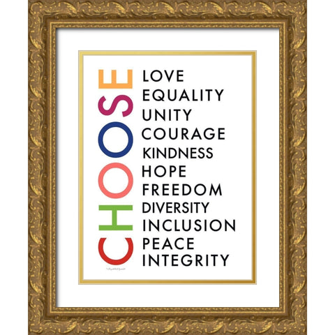 Choose Your Words Gold Ornate Wood Framed Art Print with Double Matting by Tyndall, Elizabeth