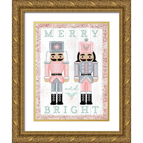 Merry and Bright Gold Ornate Wood Framed Art Print with Double Matting by Tyndall, Elizabeth