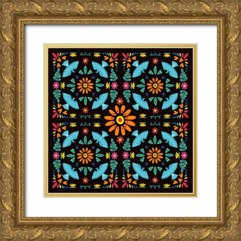 Spanish Tiles Gold Ornate Wood Framed Art Print with Double Matting by Tyndall, Elizabeth