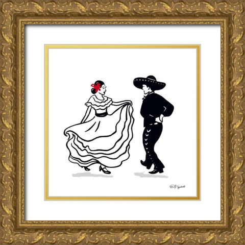 Spanish Dancers Gold Ornate Wood Framed Art Print with Double Matting by Tyndall, Elizabeth