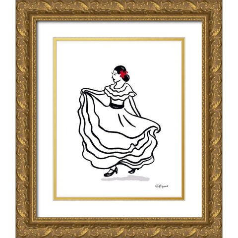 Spanish Dancer II Gold Ornate Wood Framed Art Print with Double Matting by Tyndall, Elizabeth