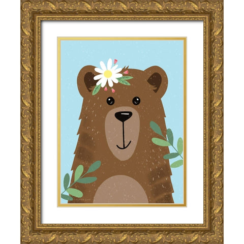 Buddy Bear Gold Ornate Wood Framed Art Print with Double Matting by Tyndall, Elizabeth