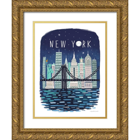New York Gold Ornate Wood Framed Art Print with Double Matting by Tyndall, Elizabeth