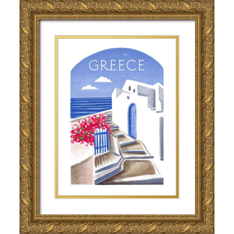 Greece Gold Ornate Wood Framed Art Print with Double Matting by Tyndall, Elizabeth