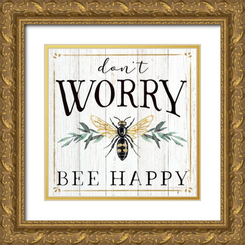 Dont Worry Gold Ornate Wood Framed Art Print with Double Matting by Tyndall, Elizabeth