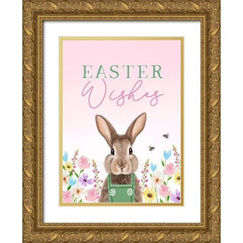 Easter Wishes Gold Ornate Wood Framed Art Print with Double Matting by Tyndall, Elizabeth