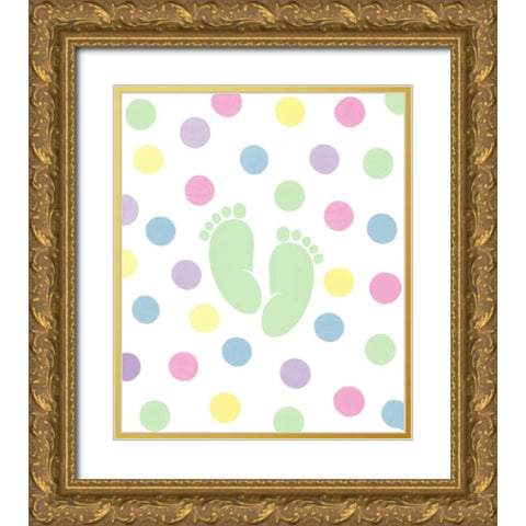 Foot Prints Gold Ornate Wood Framed Art Print with Double Matting by Tyndall, Elizabeth