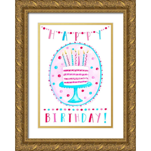 Birthday Cake Gold Ornate Wood Framed Art Print with Double Matting by Tyndall, Elizabeth