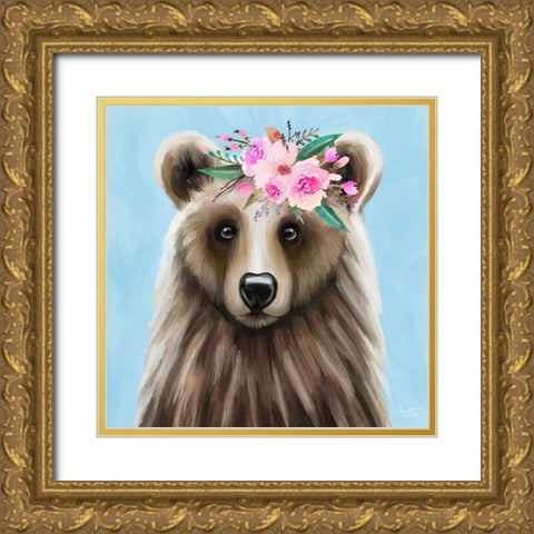 Blue Bear Gold Ornate Wood Framed Art Print with Double Matting by Tyndall, Elizabeth