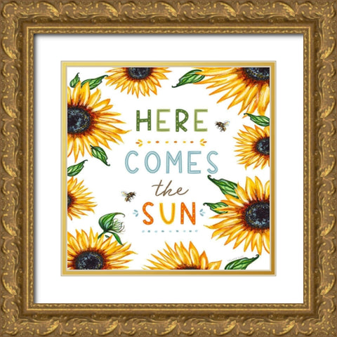 Here Comes the Sun Gold Ornate Wood Framed Art Print with Double Matting by Tyndall, Elizabeth