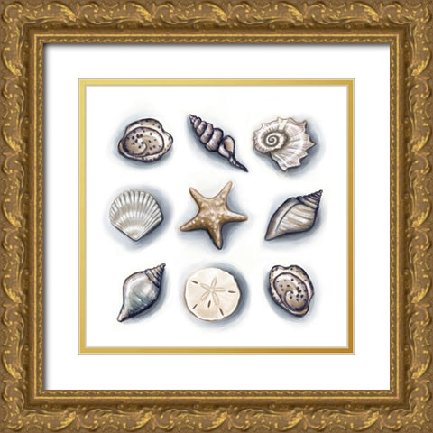 Oasis Shells II Gold Ornate Wood Framed Art Print with Double Matting by Tyndall, Elizabeth