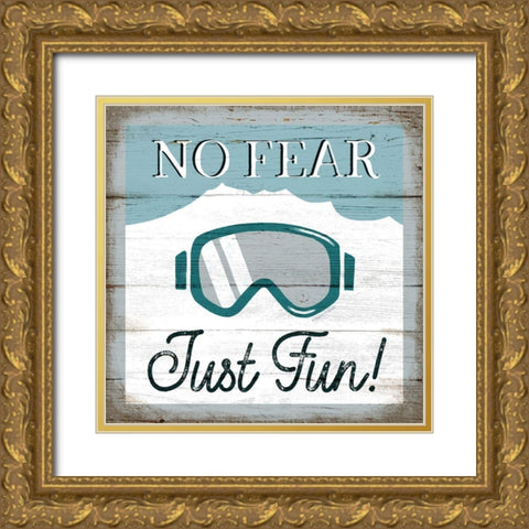 No Fear-Just Fun Gold Ornate Wood Framed Art Print with Double Matting by Tyndall, Elizabeth