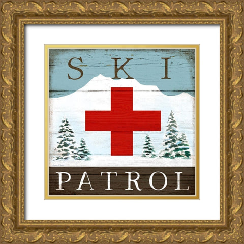 Ski Patrol Gold Ornate Wood Framed Art Print with Double Matting by Tyndall, Elizabeth