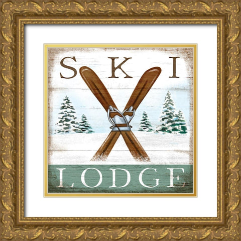 Ski Lodge Gold Ornate Wood Framed Art Print with Double Matting by Tyndall, Elizabeth