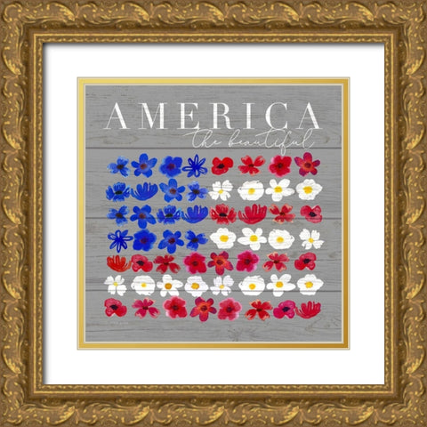 America the Beautiful Gold Ornate Wood Framed Art Print with Double Matting by Tyndall, Elizabeth