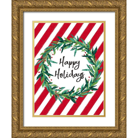 Happy Holidays Gold Ornate Wood Framed Art Print with Double Matting by Tyndall, Elizabeth