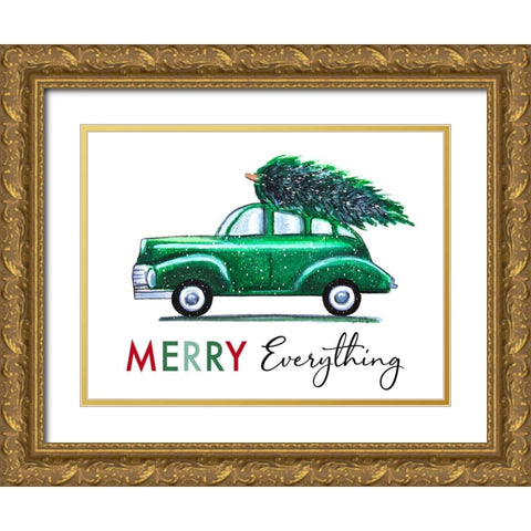 Merry Everything Gold Ornate Wood Framed Art Print with Double Matting by Tyndall, Elizabeth