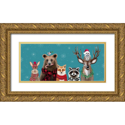 Holiday Friends II Gold Ornate Wood Framed Art Print with Double Matting by Tyndall, Elizabeth