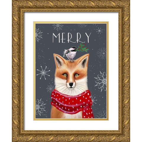 Merry Fox Gold Ornate Wood Framed Art Print with Double Matting by Tyndall, Elizabeth