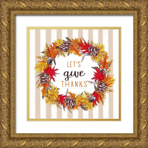 Lets Give Thanks Gold Ornate Wood Framed Art Print with Double Matting by Tyndall, Elizabeth