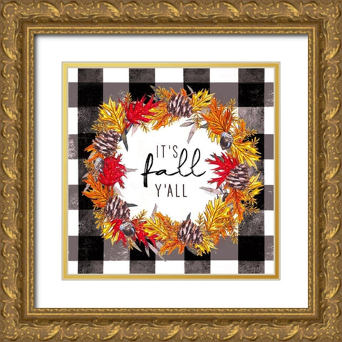 Its Fall Yall Gold Ornate Wood Framed Art Print with Double Matting by Tyndall, Elizabeth