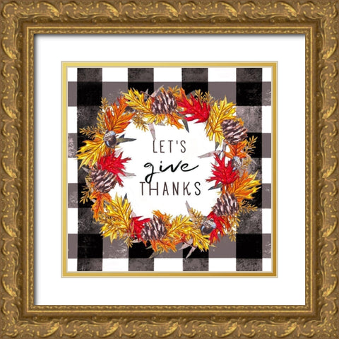 Give Thanks Gold Ornate Wood Framed Art Print with Double Matting by Tyndall, Elizabeth