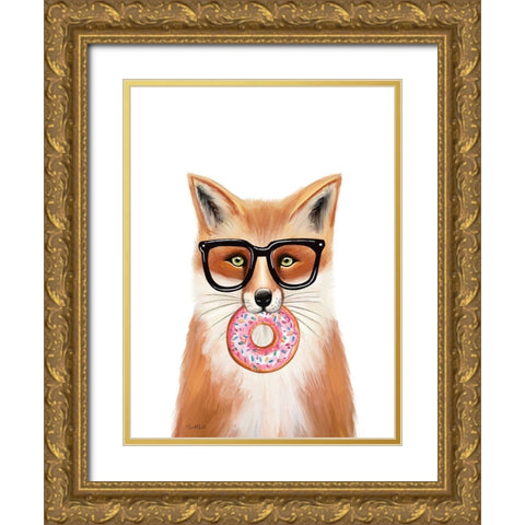 Quirky Fox Gold Ornate Wood Framed Art Print with Double Matting by Tyndall, Elizabeth
