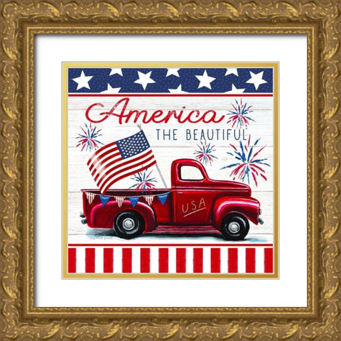 America the Beautiful Gold Ornate Wood Framed Art Print with Double Matting by Tyndall, Elizabeth