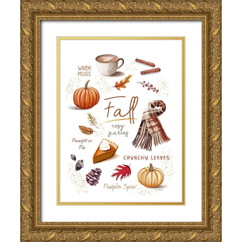 Fall Gold Ornate Wood Framed Art Print with Double Matting by Tyndall, Elizabeth