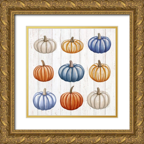 Pumpkins Gold Ornate Wood Framed Art Print with Double Matting by Tyndall, Elizabeth