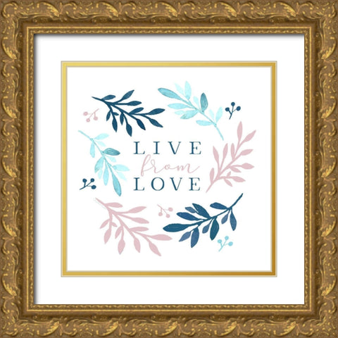 Live From Love Gold Ornate Wood Framed Art Print with Double Matting by Tyndall, Elizabeth