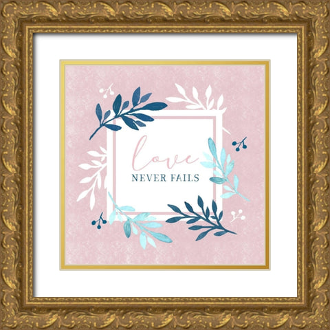 Love Never Fails Gold Ornate Wood Framed Art Print with Double Matting by Tyndall, Elizabeth