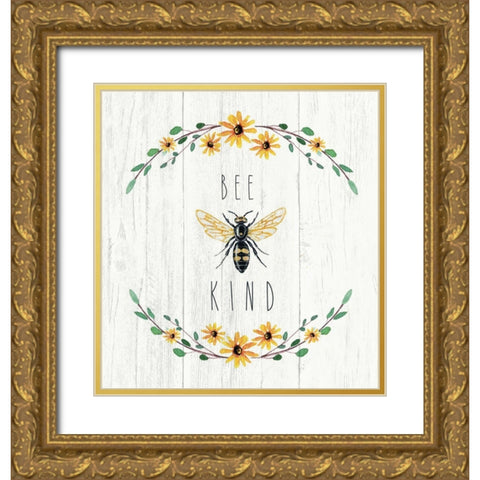 Bee Kind Gold Ornate Wood Framed Art Print with Double Matting by Tyndall, Elizabeth