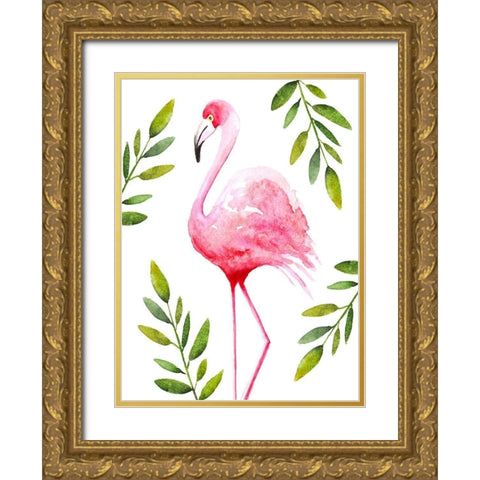 Flamingo I Gold Ornate Wood Framed Art Print with Double Matting by Tyndall, Elizabeth