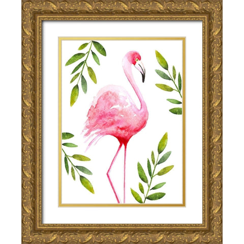 Flamingo II Gold Ornate Wood Framed Art Print with Double Matting by Tyndall, Elizabeth