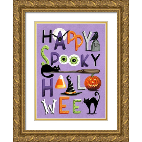 Happy Spooky Gold Ornate Wood Framed Art Print with Double Matting by Tyndall, Elizabeth