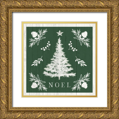 Noel Tree Gold Ornate Wood Framed Art Print with Double Matting by Tyndall, Elizabeth