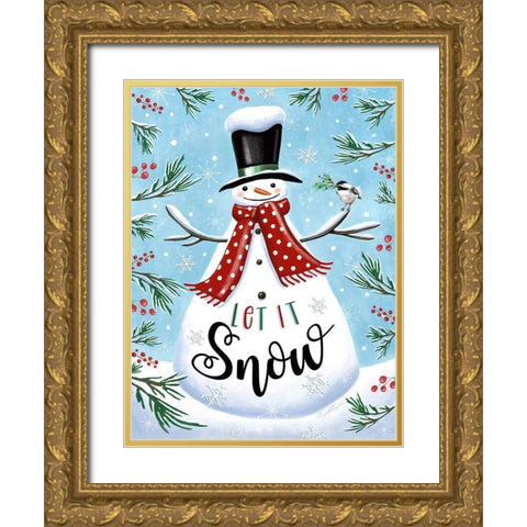 Let It Snow II Gold Ornate Wood Framed Art Print with Double Matting by Tyndall, Elizabeth