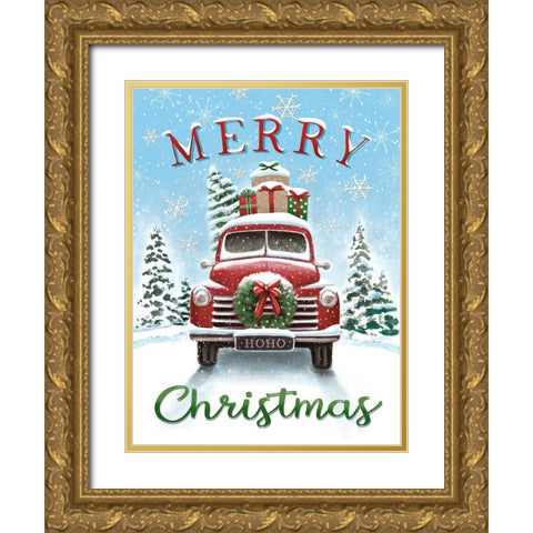 Merry Christmas II Gold Ornate Wood Framed Art Print with Double Matting by Tyndall, Elizabeth