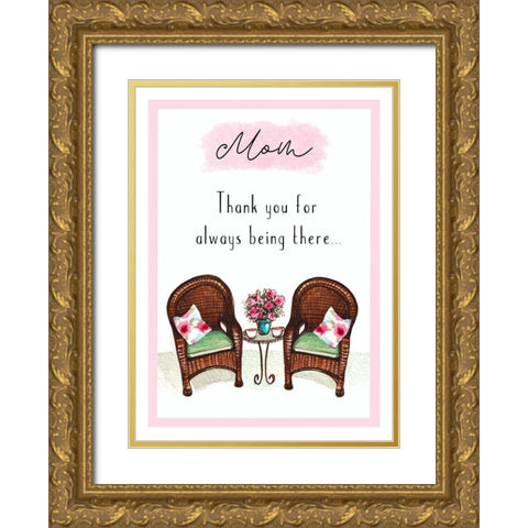 Thanks-Mom Gold Ornate Wood Framed Art Print with Double Matting by Tyndall, Elizabeth