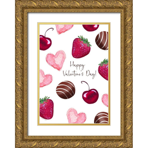 Valentine Chocolates Gold Ornate Wood Framed Art Print with Double Matting by Tyndall, Elizabeth