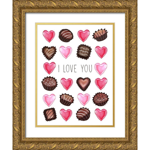 Love and Chocolates Gold Ornate Wood Framed Art Print with Double Matting by Tyndall, Elizabeth